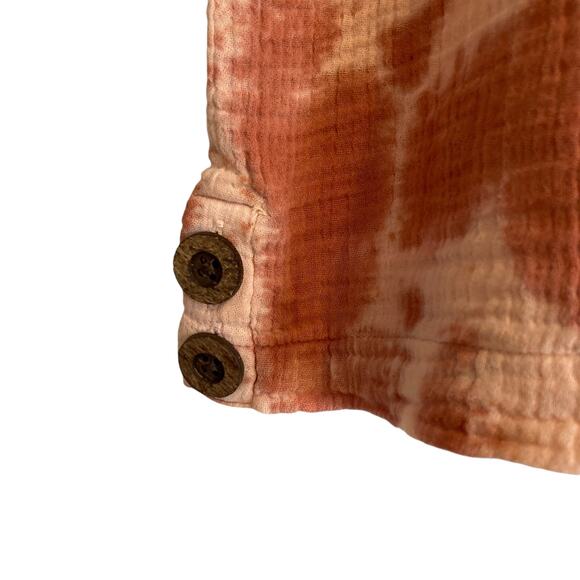Womens Pure Jill Rust Peach Tie Dye Waffle Cotton Oversize Boho Top Size Small T - Picture 8 of 15